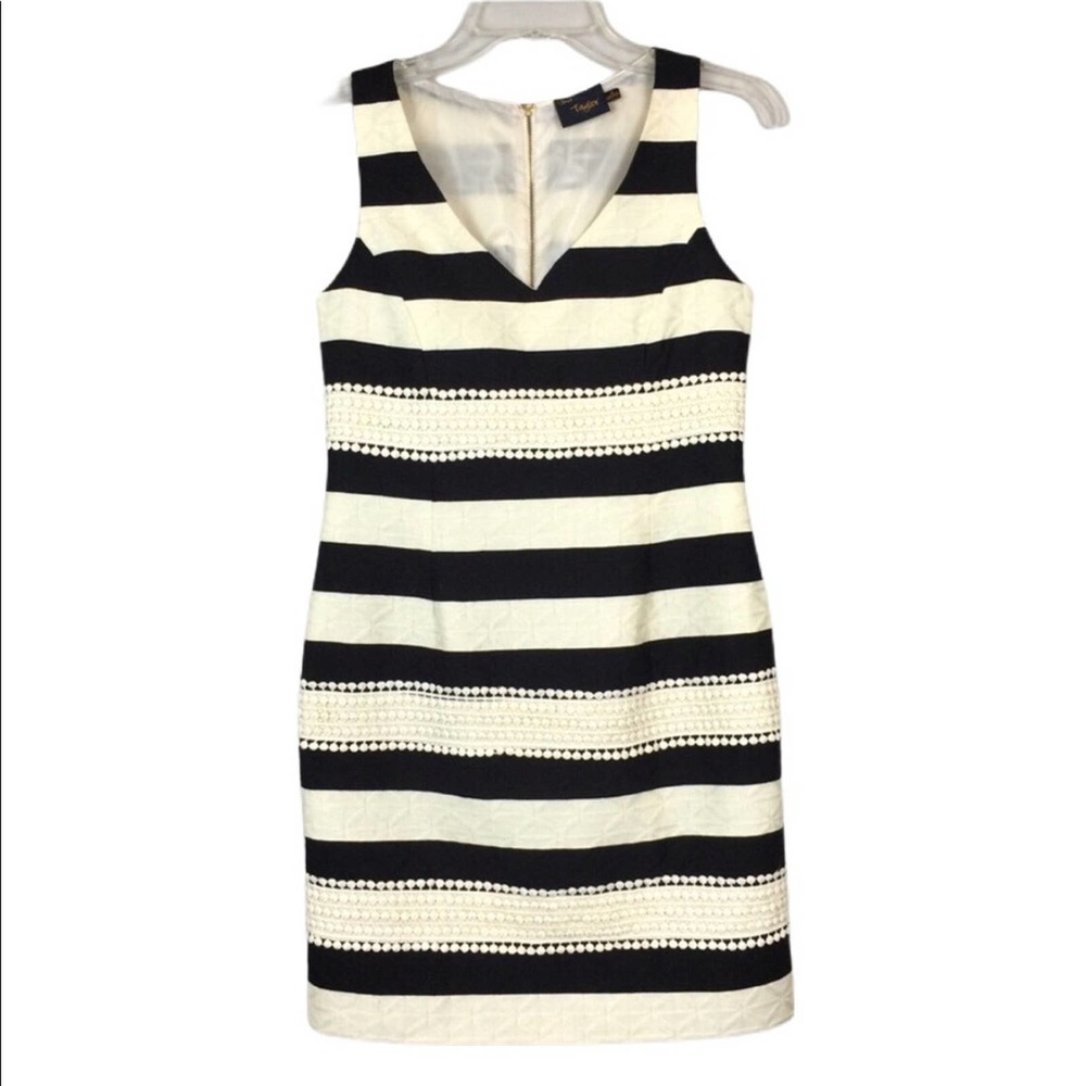 Black and Ivory striped Sheath Dress
